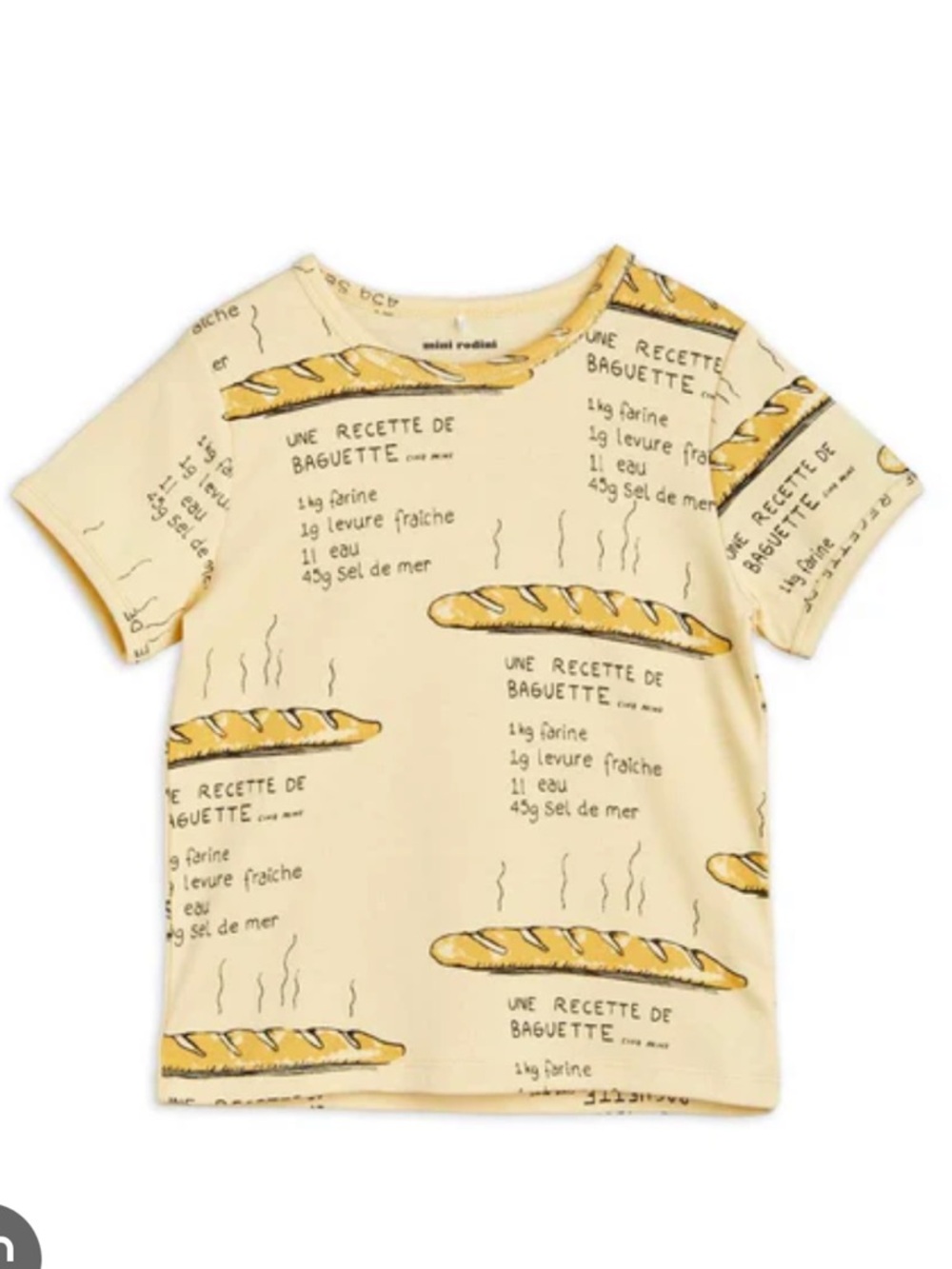 Mini Rodini Yellow Baguette Print Short Sleeve Tee t-shirt 3-5yr old